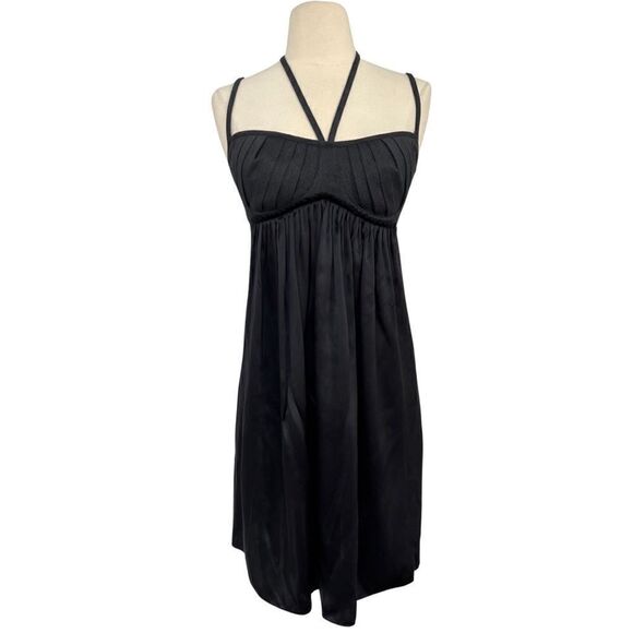 Black Halo 100% Silk 90s / Y2k Style Babydoll Strappy Cami Dress - Picture 1 of 5
